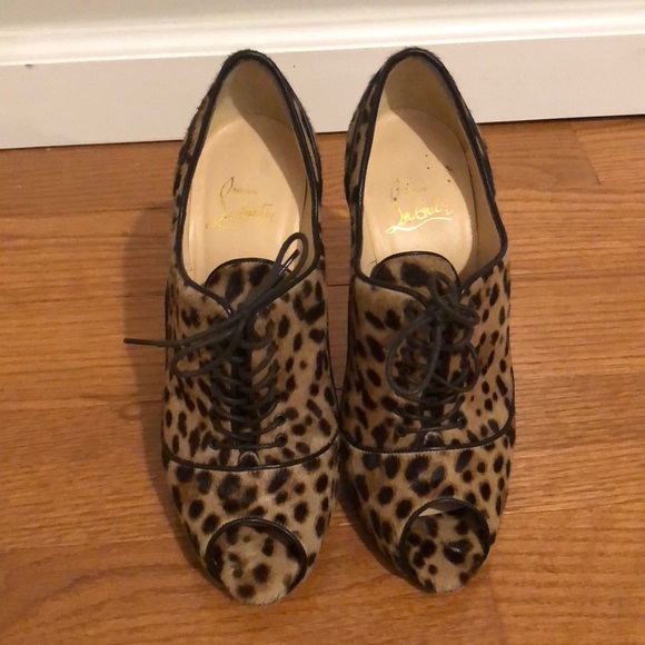 Christian Louboutin Shoes - Louboutin leopard pony hair open toe booties 37